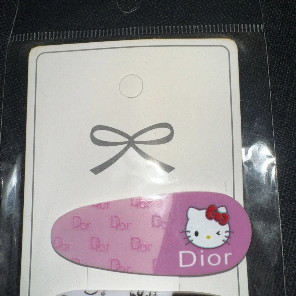 Hello Kitty Hair Barrettes 6 New in Pack Designer Names Hair Clips - Lot Of 3